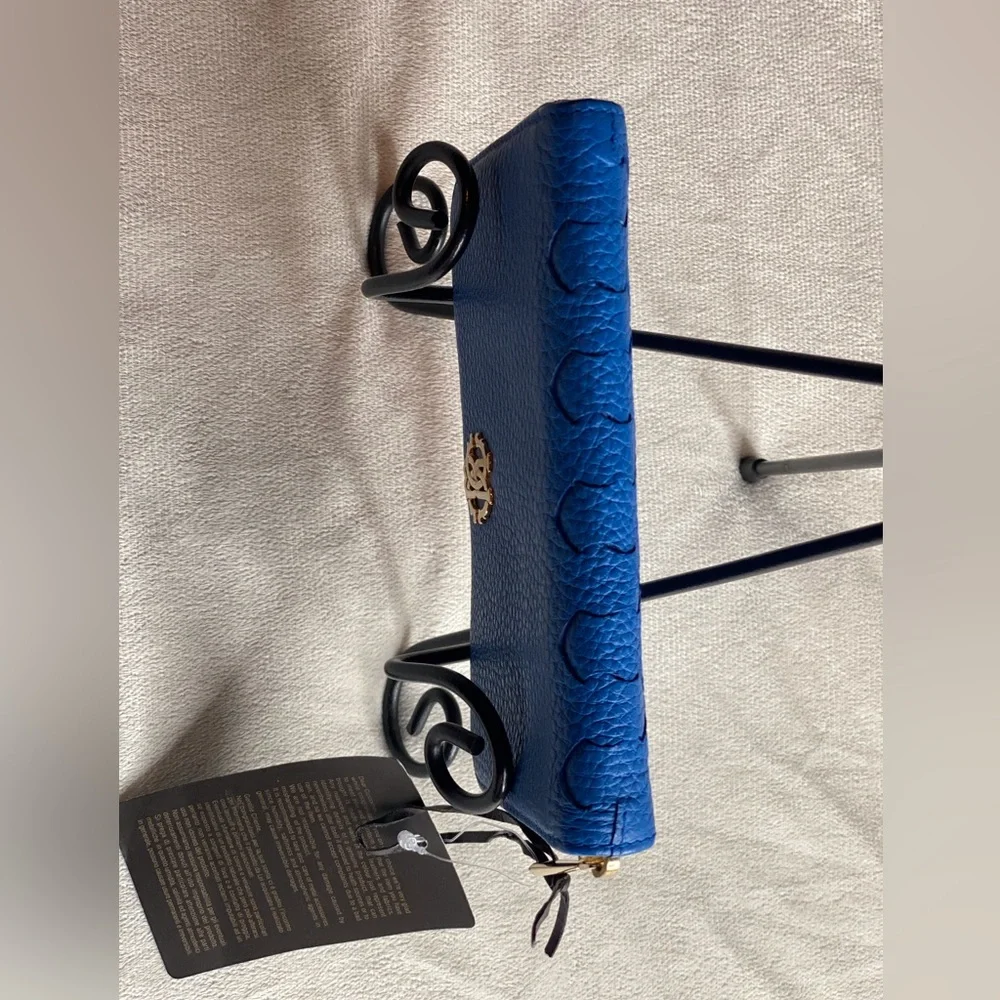 Roberto Cavalli Blue Pebbled Leather Wallet